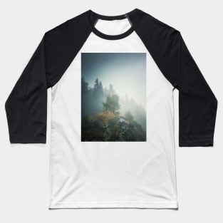 Solitary tree on a misty hill Baseball T-Shirt